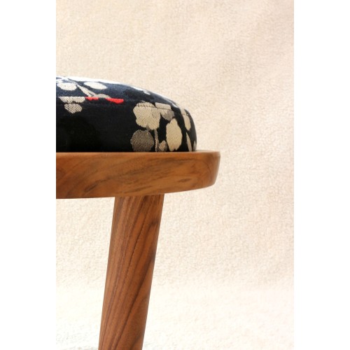 Tabouret Noyer floral